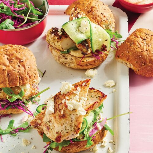 Chicken and feta burgers