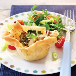 Chicken and mushroom filo pies