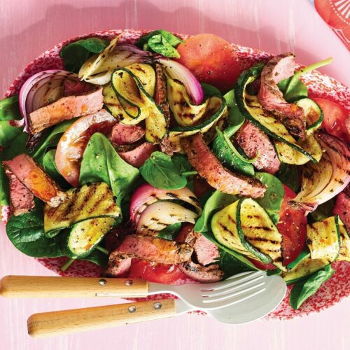 Italian beef, tomato and zucchini salad