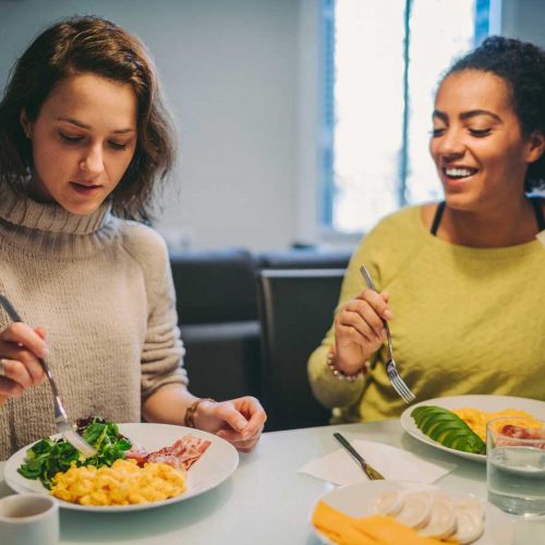 Two women eating keto diet