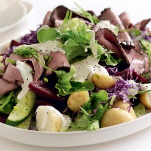 Roast beef, beetroot and potato salad