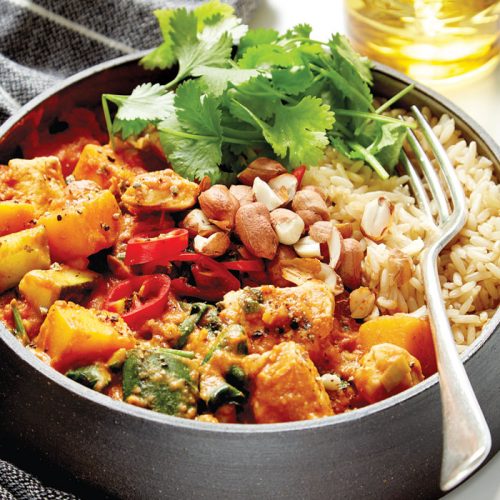 Spicy peanut chicken and pumpkin stew